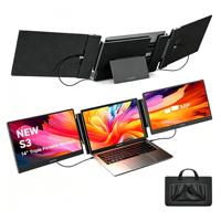 Moniteur portable triple 14 pouces HD 1080P avec support intégré, extensible pour trois écrans avec Mac et Windows