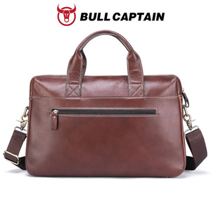 Maletín de Cuero Genuino para Hombre BULL CAPTAIN, Bolsa para Portátil, Clásica, de Negocios, Bandolera, con Cierre de Cremallera Resistente - Product Image 6