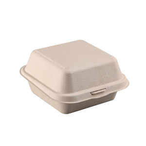 Boîte à lunch jetable en pulpe carrée pour gâteaux et hamburgers, 4 pouces, 6 pouces, boîte à lunch écologique pour aliments légers - Product Image 5