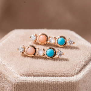 ต่างหูทรงหยดน้ำคลาสสิกประดับโทแพซชุบทอง 14K เงินแท้ 925 - Product Image 2