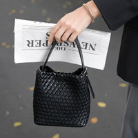Tas Selempang Wanita Kulit Asli Anyaman Kustom, Tas Tangan Minimalis Modis, Produsen OEM