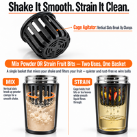 Bouteille shaker isotherme 650 ml, entièrement en acier inoxydable 304 (intérieur et extérieur), avec panier mélangeur et passoire, shaker à protéines sous vide