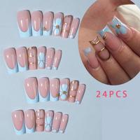 Uñas postizas francesas con punta, color nude burdeos, largas, estilo ataúd, a presión, rojo vino, ombré, línea dorada, cuentas doradas, leopardo, hechas a mano