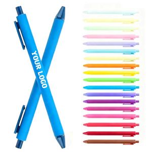 Stylos à bille en plastique multicolores, revêtement caoutchouc, vente en gros, meilleur prix, avec logo personnalisé OEM pour la papeterie - Product Image 1