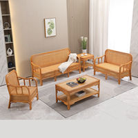 Ensemble de canapés de luxe en rotin naturel tressé à la main, mobilier de salon, pack complet avec table basse, pour projets de véranda et de complexe hôtelier