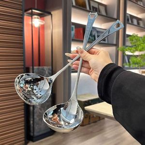 Louche à soupe à long manche en acier inoxydable 304, cuillère écumoire pour fondue, passoire tendance pour cuisine domestique et restaurant - Product Image 3
