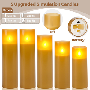 <span class=keywords><strong>Bougie</strong></span> pilier LED sans flamme à télécommande, alimentée par piles, effet vacillant avec finition givrée, idéale pour la décoration intérieure - Product Image 2
