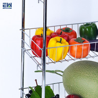 Cuisine domestique organiser le stockage des fruits supports sur pied 4 couches supports à légumes en acier inoxydable avec roues