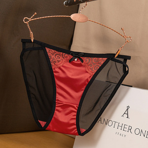 Mutandine Sexy da donna di alta qualità in pizzo oleoso a vita bassa a vita a vita tinta unita slip sensuali a contrasto di colore Bikini - Product Image 5