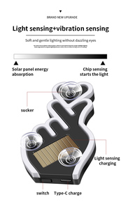 Luz <span class=keywords><strong>LED</strong></span> Solar Universal para Coche, Luz Ambiental con Carga Solar, Sin Deslumbramiento, Activación por Vibración, Diseño sin Enchufe - Product Image 6