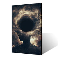 Arte de Pared en Lienzo con Diseño de Agujero Negro Surrealista, Silueta Humana, Galaxia, Nebulosa, Impresiones Artísticas Cósmicas Modernas para Decoración del Hogar