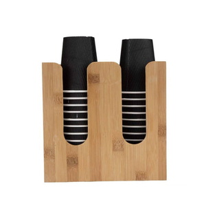 2-delige bamboe koffiekopjes opbergorganizer met 2 compartimenten, bekerdispenser, gepersonaliseerd logo, cadeauverpakking - Product Image 3