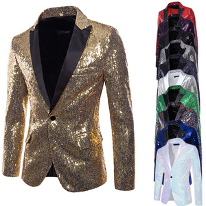 Giacca <span class=keywords><strong>da</strong></span> Uomo con Paillettes Multicolore, Blazer con Perle <span class=keywords><strong>Blu</strong></span> Argento Rosso Scintillante per Matrimoni, Feste e Spettacoli - Product Image 4