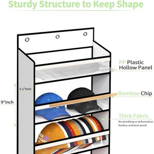 8 Tier Over The Door Hat Rack For Baseball Caps Holds Up To 120 Caps Large Capacity Hanging Storage Organizer <b>White</b> - Product Image 4