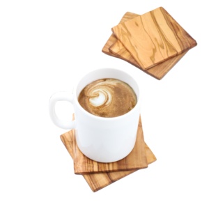 Sous-verres en bois contemporains écologiques ArtisRaw de vente chaude-Sous-verres carrés en bois d'olivier durables - Product Image 3