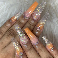 Senboma fait à la main vente en gros de faux ongles de salon de cercueil longs ongles colorés à presser