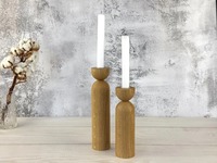 Grand Porte-Bougie Pilier en Bois Classique Écologique Rustique Décoration de Noël Cadeau de Pendaison de Crémaillère Chaleureux
