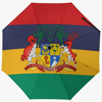 Parapluie entièrement automatique de haute qualité avec fonction d'isolation thermique contre le soleil intense de Maurice, imprimé du drapeau national au style créatif