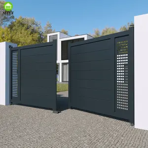 Puertas batientes de aluminio con reconocimiento facial dinámico y puertas peatonales Diseño de puerta principal de entrada