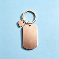 Porte-clés en acier inoxydable sablé Ywyougang, plaque arrondie et breloque cœur vierge pour gravure laser DIY, cadeau