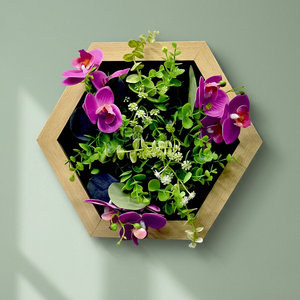 Hexagonal Artificial Flower Wall Frame with Decorative Backing Support 30x30 cm (AFF-Frame-9) - Product Image 3