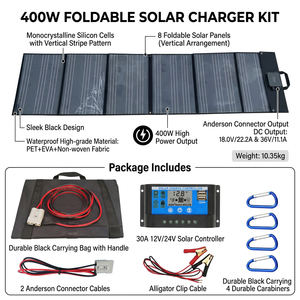 400W 6-Fold Solar Panel with Stand, 18V/36V Anderson, Waterproof Monocrystalline for <strong>12V</strong> 24V 48V 60V 72V <strong>Battery</strong> - Product Image 4