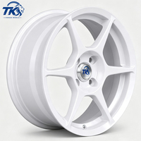 Ruedas TFS4 15 x 7 Estilo Racing Blancas con Doble Borde, Llanta de Aleación de Aluminio Forjado para Civic Miata EG DC XB XA