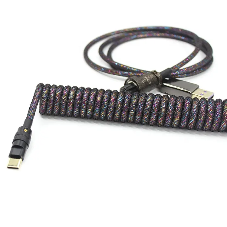 customize type c spring spiral usb cable mechanical keyboard coiled cable coiled with type c usb FGG connector