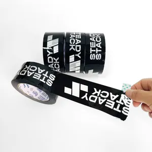 Logotipo personalizado PET material negócio auto adesivo vedação embalagem fitas preto embalagem fita para cartão
