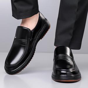 Mocassins en cuir pour hommes, bout rond, à enfiler, semelle extérieure en caoutchouc antidérapante, semelle intermédiaire en EVA, chaussures décontractées d'été pour affaires - Product Image 4