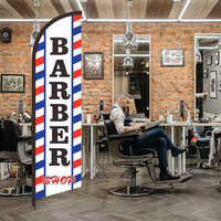 Lot de 2 drapeaux à plumes d'extérieur pour la publicité des salons de coiffure, 100% polyester, imprimés sur un seul côté, bannières promotionnelles personnalisées, sans mât