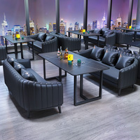 Ensemble de salle à manger rectangulaire café de luxe léger canapé café boutique meubles restaurant chaises et tables ensemble
