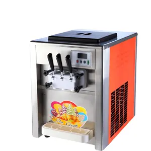 Mesin es krim tiga rasa pembuat es krim lembut meja komersial pabrikan mesin es krim untuk dijual