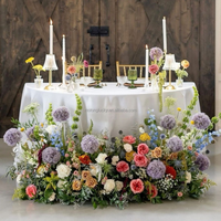 Décoration de mariage faite à la main, rangée de fleurs artificielles en soie de 80 cm, blanc, orange coucher de soleil, rouge pour allée centrale
