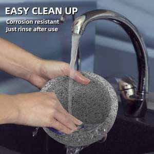 Mortero y Maja de Granito, Tazón para <span class=keywords><strong>Guacamole</strong></span>, <span class=keywords><strong>Molcajete</strong></span> de Piedra Natural para Moler Especias, Condimentos, Pastas, Pesto y <span class=keywords><strong>Guacamole</strong></span> - Product Image 3