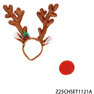 Ensemble de rennes de Noël PESENAR, serre-tête avec cornes, clochettes et <span class=keywords><strong>nez</strong></span> rouge pour <span class=keywords><strong>les</strong></span> fêtes et <span class=keywords><strong>les</strong></span> déguisements - Product Image 3