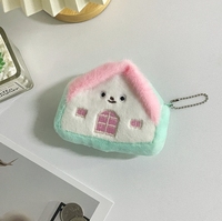 Pochette à monnaie en peluche écologique en forme de maison de dessin animé, jouet de rangement pour pièces de monnaie pour enfants, cadeaux de bienvenue, pendentif promotionnel