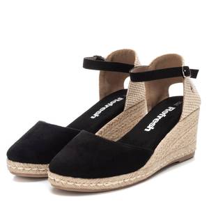 Sandales compensées en daim noir à bride cheville pour femme Refresh - Product Image 4