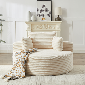 Corduroy Sponge Convertible Compression <b>Sofa</b> Set No Assembly Required Fluffy Modern Sleeper Chair for Living Room Bedroom - Product Image 3