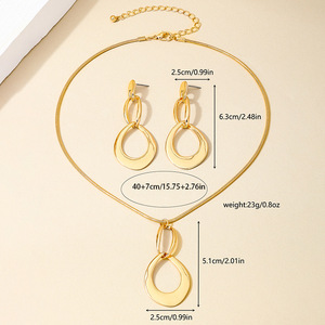 À la mode des femmes alliage goutte d'eau anneau gland Long pendentif dames collier boucles d'oreilles ensemble de bijoux - Product Image 4