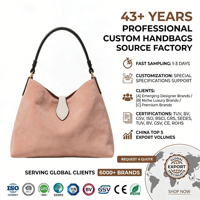 Dusty Rose Wildleder Slouchy Hobo Tasche mit individuellem, edlem schwarzem Riemen, cremefarbene Teardrop-Schultertasche für Damen, OEM Custom