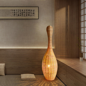 BGST Wabi-Sabi Style <span class=keywords><strong>rotin</strong></span> lampadaire lumière LED gourde Design pour salon chambre étude éclairage intérieur lampadaire - Product Image 3