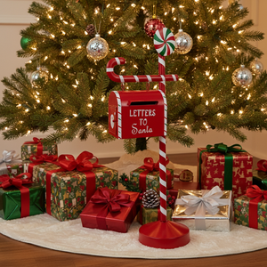 Boîte aux lettres <span class=keywords><strong>du</strong></span> Père Noël - Boîte décorative rouge 'Lettres <span class=keywords><strong>au</strong></span> Père Noël' avec canne en sucre, activité familiale festive pour les lettres de vœux de Noël - Product Image 5