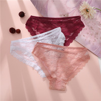 Ff2036 Naadloze Bikini Panty Korte Hipster Onderbroek Vrouwen Kant Doorzichtig Ondergoed Dames Mid Taille Bloemen Kant Slipje