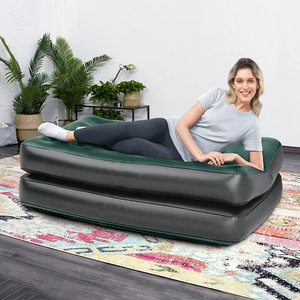 Sofá cama doble inflable portátil plegable, colchón de cama de aire tamaño Queen perezoso, sofá cama inflable para acampar, picnic,