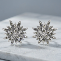 Pendientes de Plata 925 con Forma de Estrella Art Palace, con Cristales de Estrás, Chapados en Rodio, Joyería de Lujo para Mujer para Fiestas