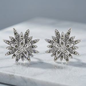 Art Palace Star Shape 925 Silver <b>Stud</b> Earrings With Crystal Rhinestones Rhodium Plated Luxury Women's Party Jewelry - Product Image 1
