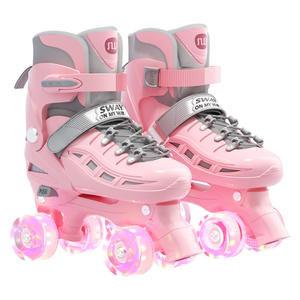 Patines de ruedas dobles Sway para niños, tamaño ajustable, con ruedas luminosas, color rosa, patines en línea para niños, deportes al aire libre - Product Image 1