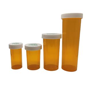 40 <span class=keywords><strong>DR</strong></span> PP医用向下推转琥珀色塑料药丸可逆小瓶药房容器制造商 - Product Image 1