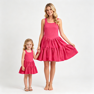 Tenues décontractées personnalisées mère-fille RD, nouveau design, robe <span class=keywords><strong>de</strong></span> tennis en nylon pour l'été, vêtements pour bébés filles - Product Image 3